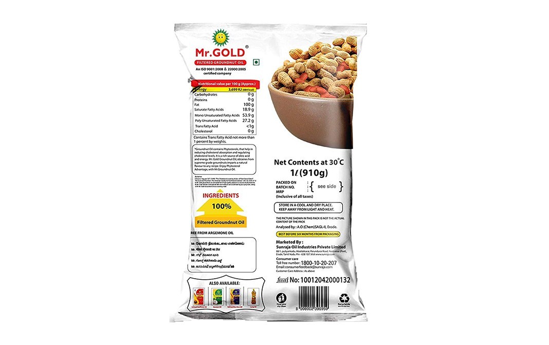 Mr. Gold Groundnut Oil    Pack  1 litre